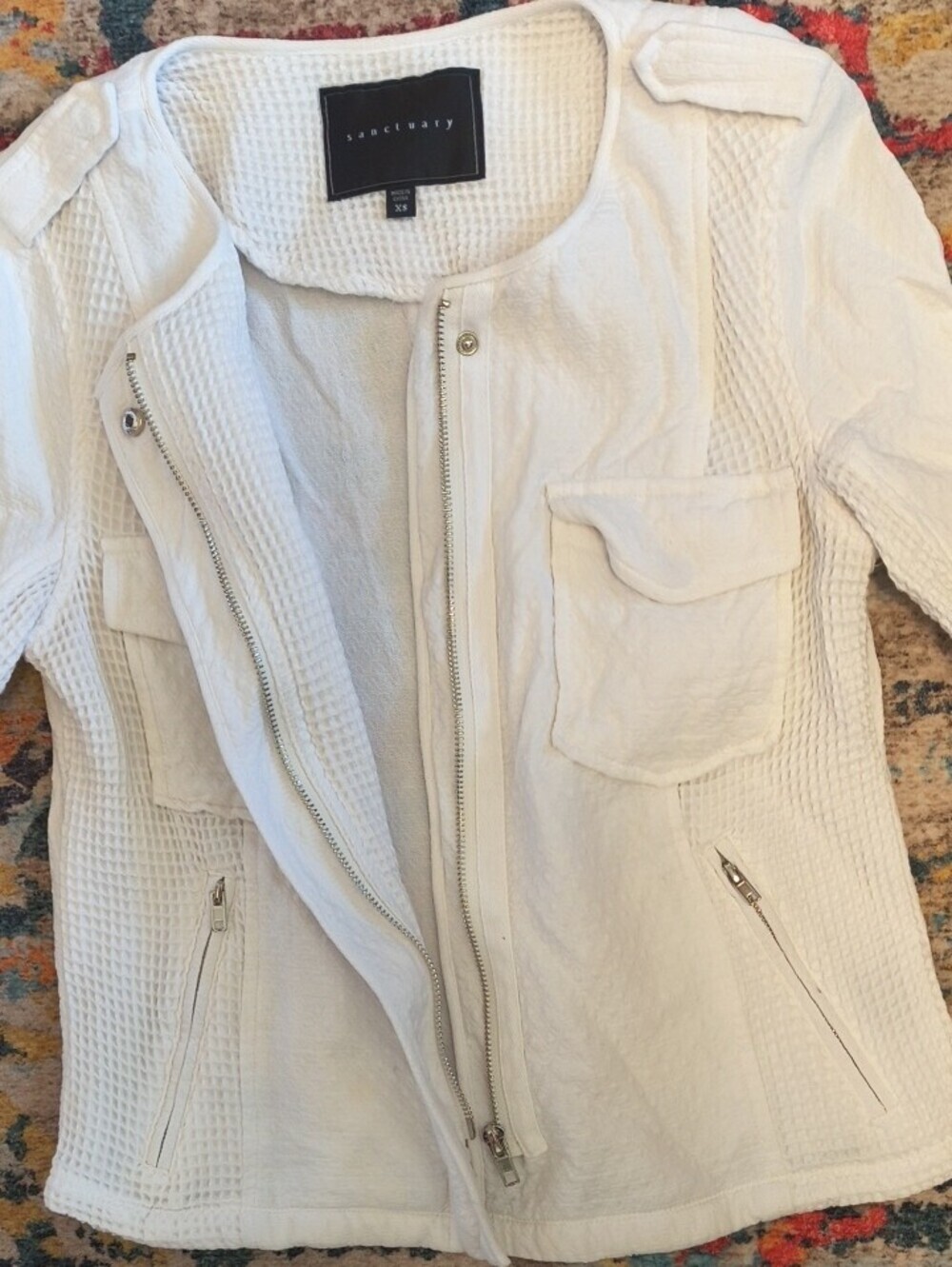 Sanctuary White Textured Pocket Blazer - Picture 4 of 6